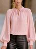 2026 European Lantern Sleeve Lace-Up Women's Shirt - French Style, White, Elegant Commute Top