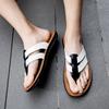 New Leather Flip-flops for Men Cool Beach Summer Shoes Hotel Slippers Man Lightweight Walking Flats Luxury Brand Men's Shoes