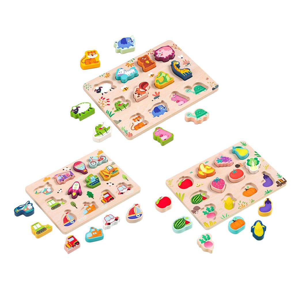 Education Multiple Shape Puzzle Early Sensorial Development Toy Wooden Jigsaw