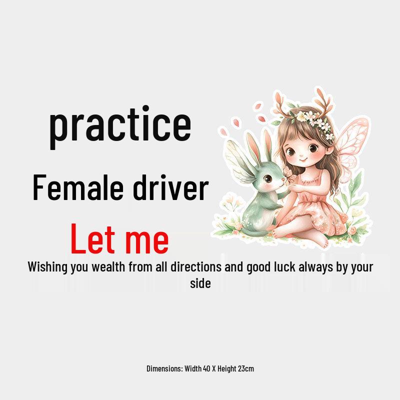 Prosperity Wishes Creative Warning Sticker: New Female Driver Car Rear Window Decoration