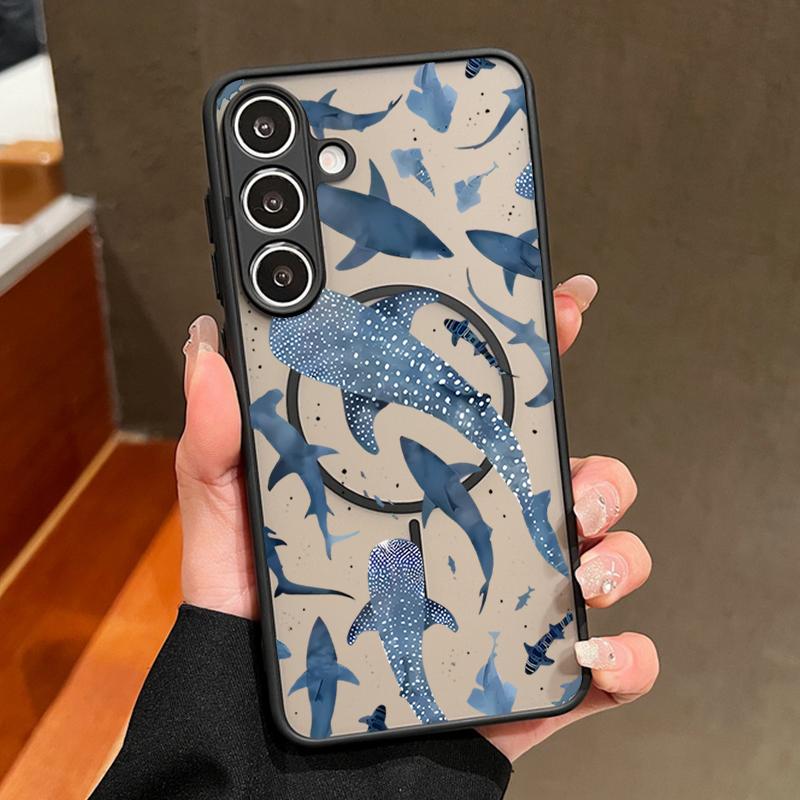 Whale Shark Pattern Magnetic Case For Samsung Galaxy S26 S25 S24 S22 Ultra S24 S23 S25 FE For Magsafe Matte Hard Phone Cover