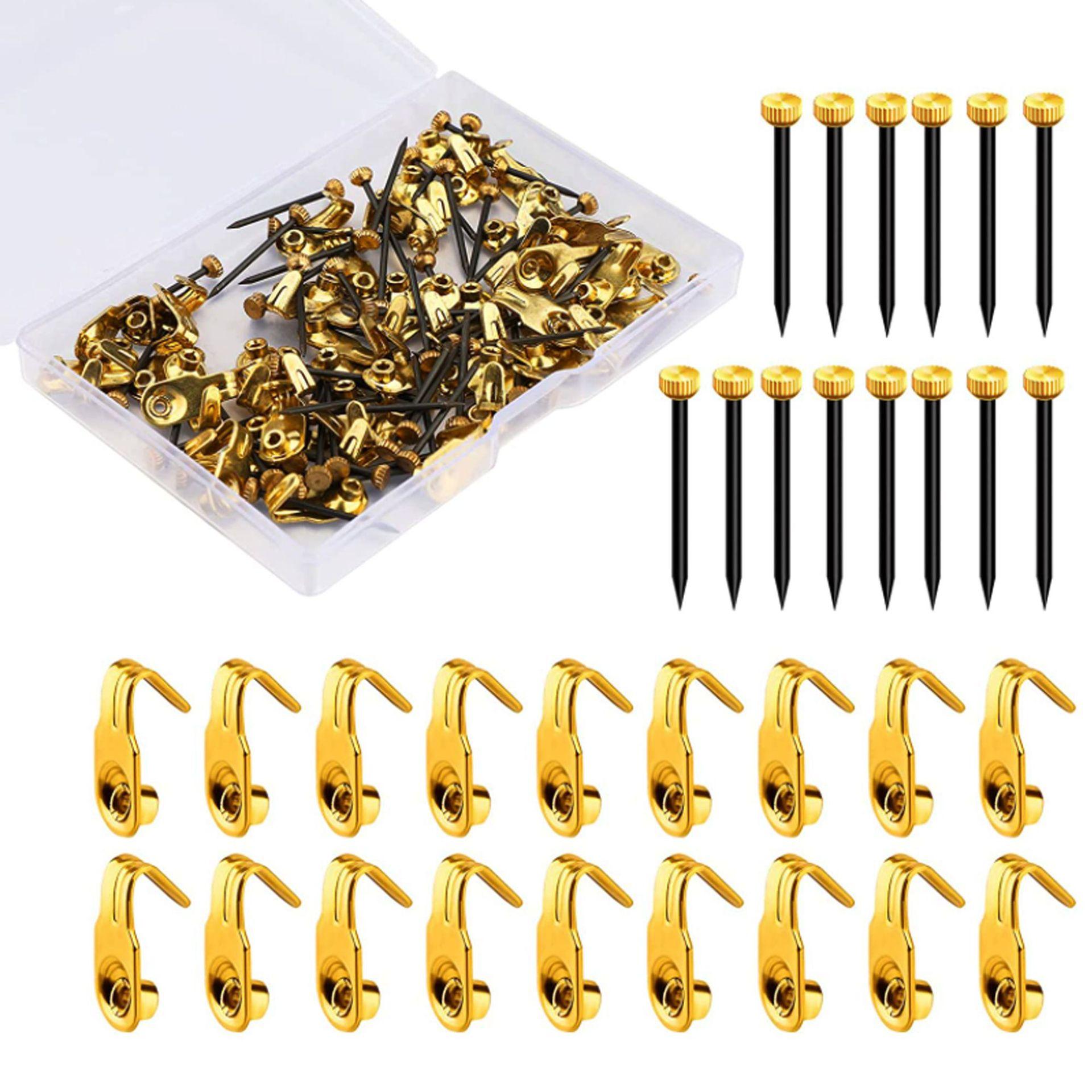 

10lbs50 sets of metal photo frame hook nail set wooden wall hook clothing bag seamless hook One Size золотой