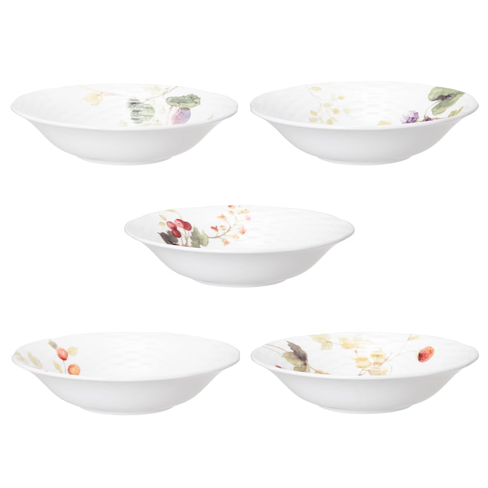 NARUMI Bowl Plate Set Lucy Garden 16cm Berry Pattern 5 Pattern Set Stylish Cute Relief Wedding Gift Microwave Warming Dishwasher Safe Gift Box