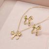Elegant Bow Pendant Necklace & Earrings Set for Women