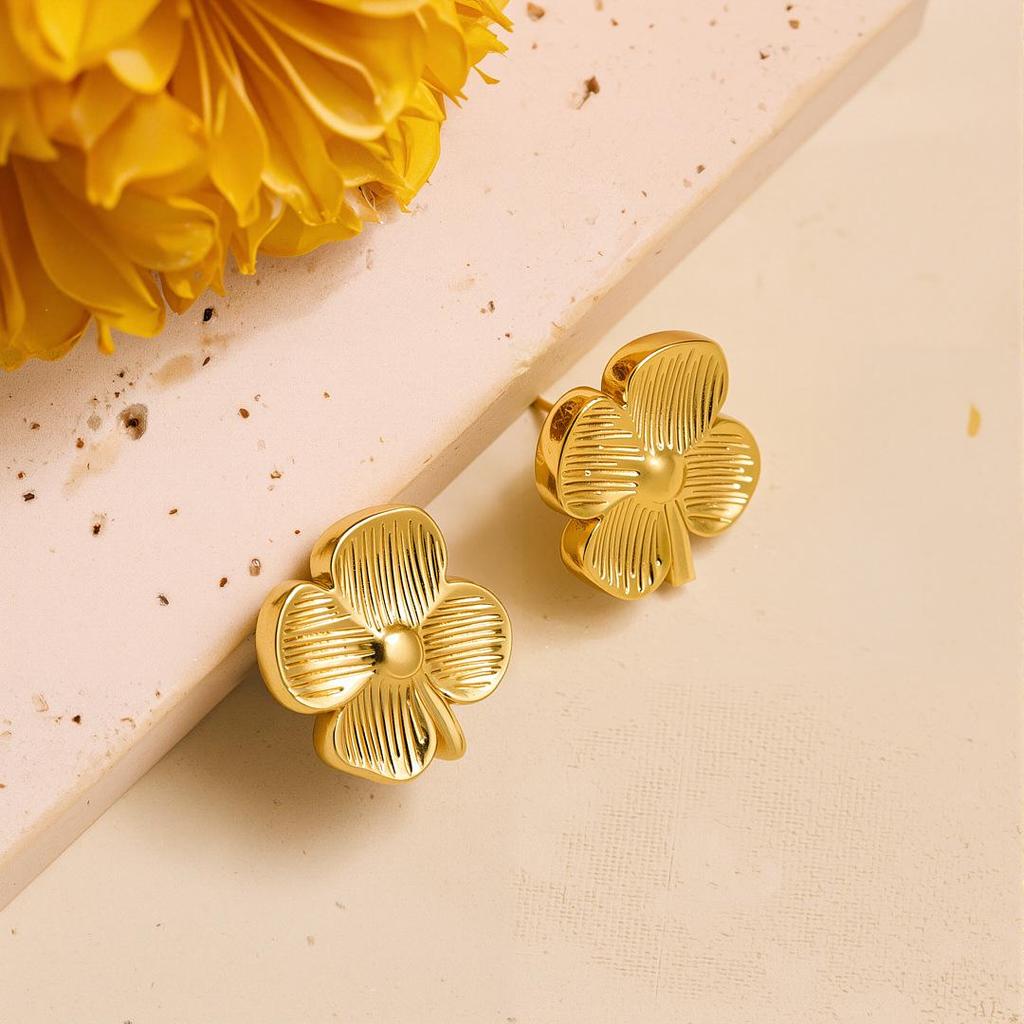 Geometric Irregular 18k Gold Titanium Steel Earrings for Women