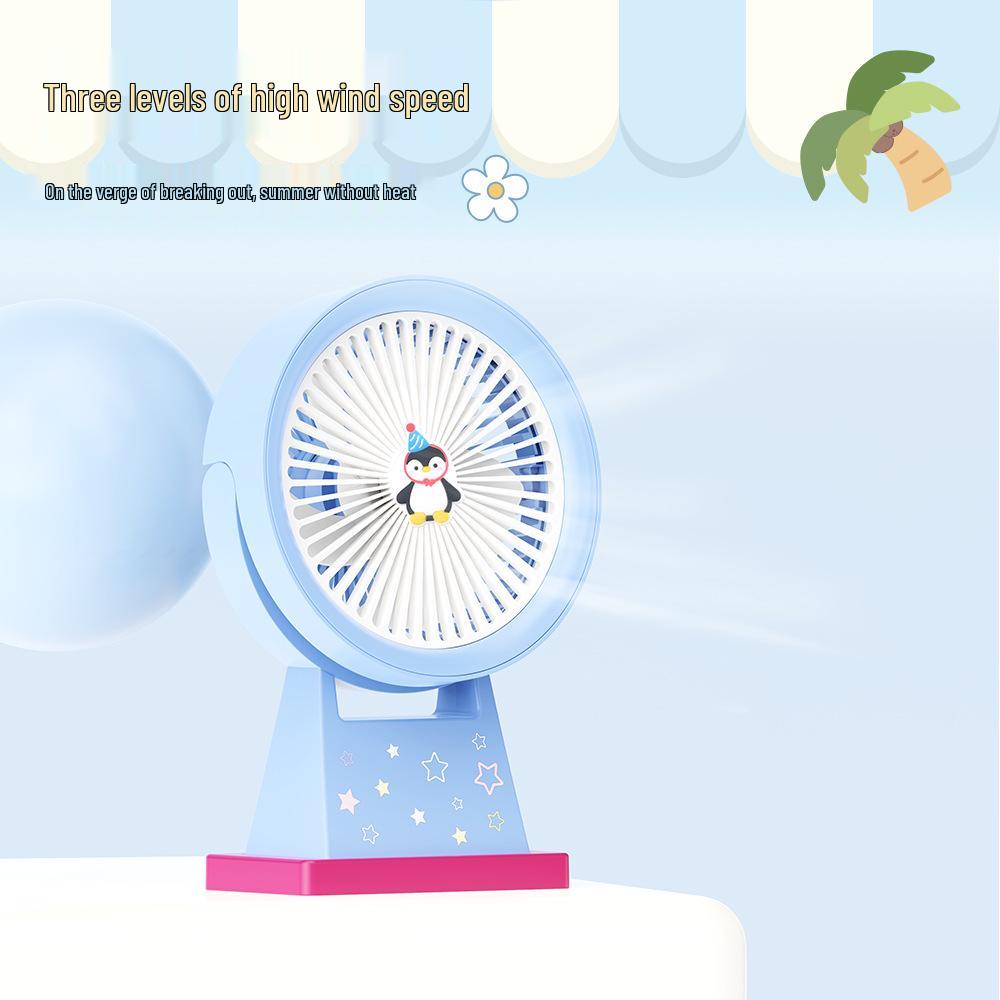 Portable USB Rechargeable Cartoon Fan for Dorms, Offices, and Outdoors