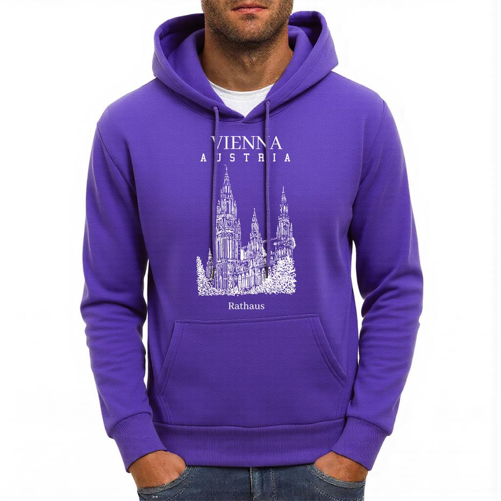 Vienna Austria Rathaus Printing Hoody Men Hip Hop Autumn Hoodies Pocket Fleece Sportswear All-Match Oversized Male Hoodie