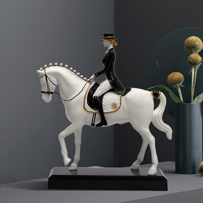 British style simple riding figures, home horse ornaments, living room study decorations