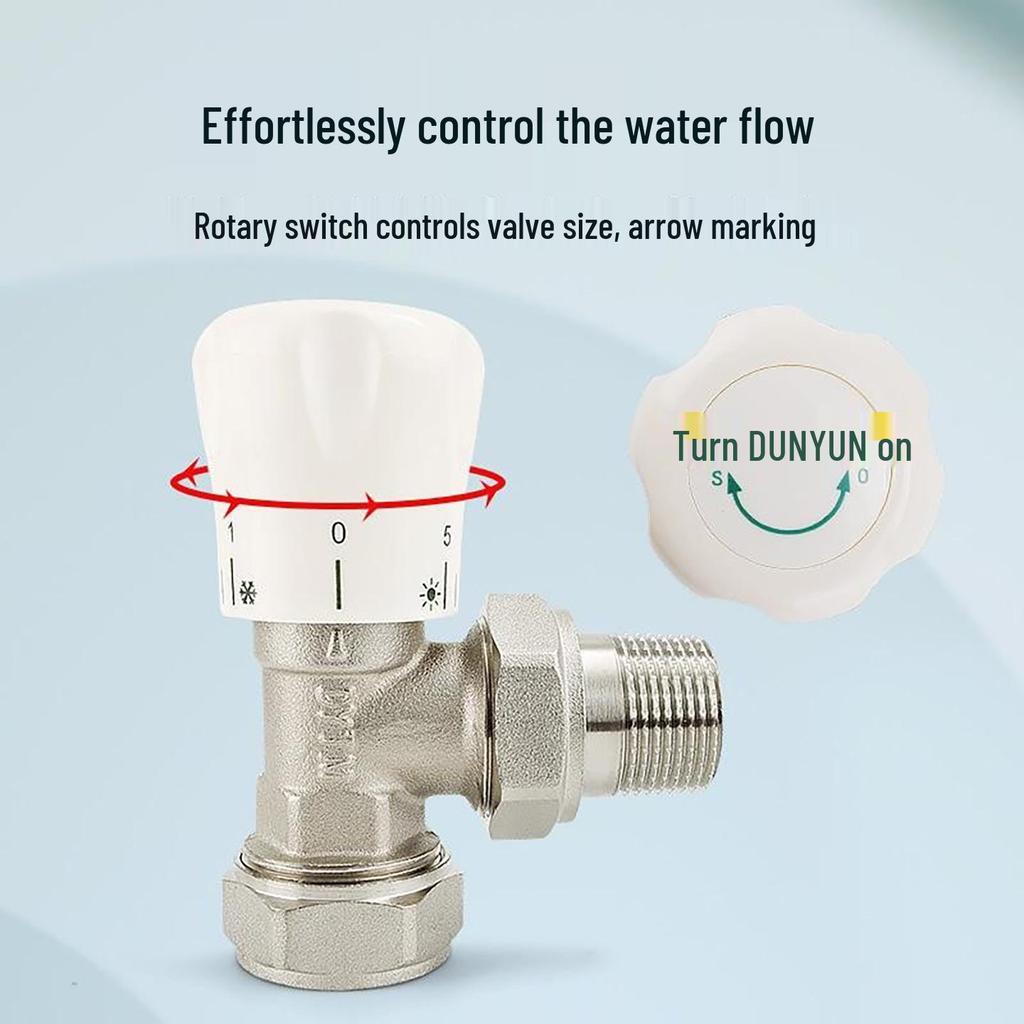 All-Copper 4-Point PPR Thermostatic Angle Valve for Radiator & Underfloor Heating