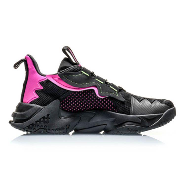 Li Ning CF Sports Comfortable Shock Absorption Non-Slip Wear-Resistant Low-Top Casual Shoes Men Casual Shoes Black Purple AGLQ079-3