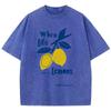 When Life Gives You Lemons Prints Washed T Shirts Women Cotton TShirt Distressed ONeck Comfortable Tops Summer Woman Clothes