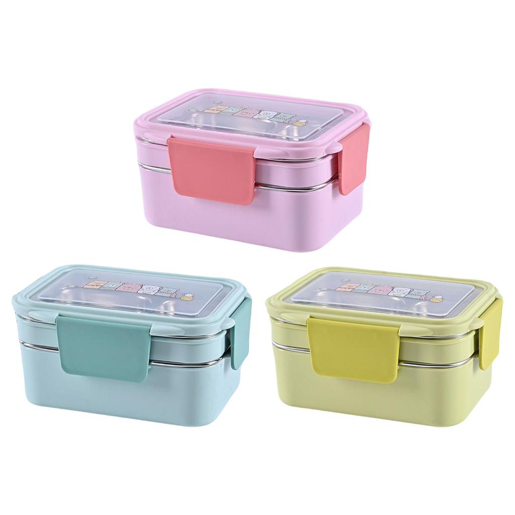 Multifunctional 2 Layer Stainless Steel Bento Box Lunch Container for Travel