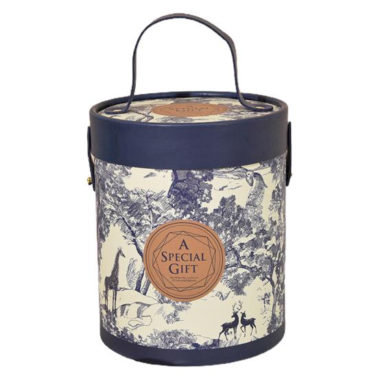 Gift Box Floral Print Widely Applied Round Shape Lid Bucket Florist Gift Packaging Box for Party