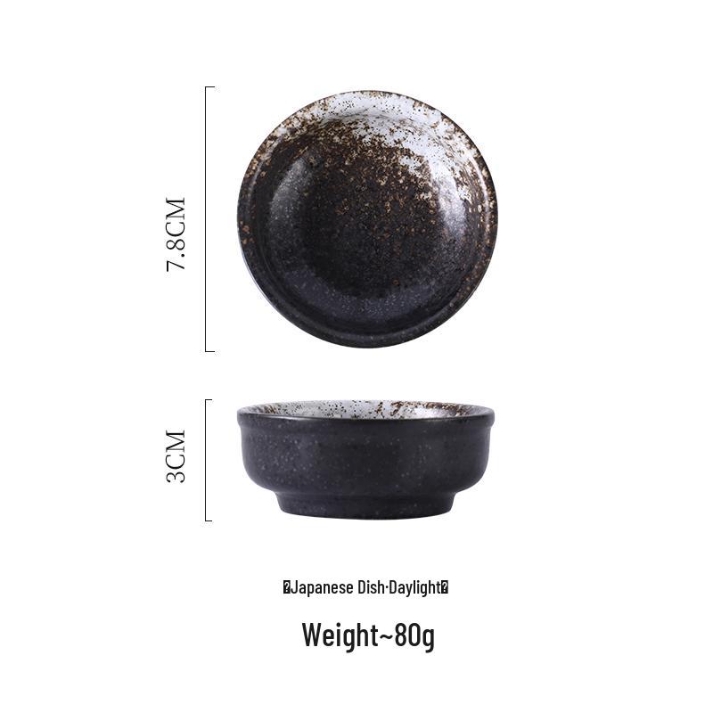 Japanese Ceramic Round Plate: Creative Soy Sauce, Sushi, Vinegar, or Doubanjiang Dipping Dish for Restaurants and Homes