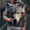Summer Round Neck 3D Print Wolf Pattern Top Fashionable Casual Short Sleeved Men's T-shirts