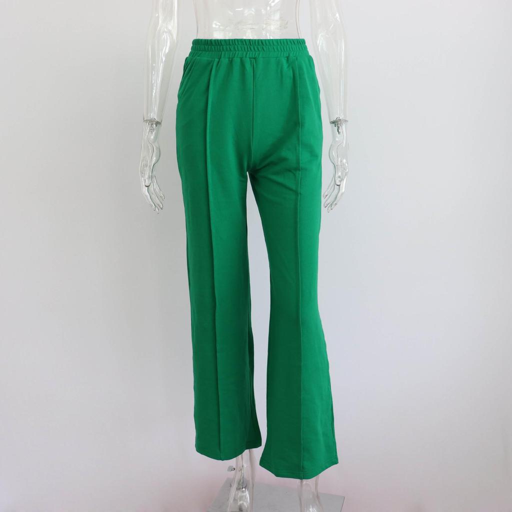 Women Solid Color Long Sleeve O Neck Sweater Suit Autumn Winter Loose Top Wide Leg Pants