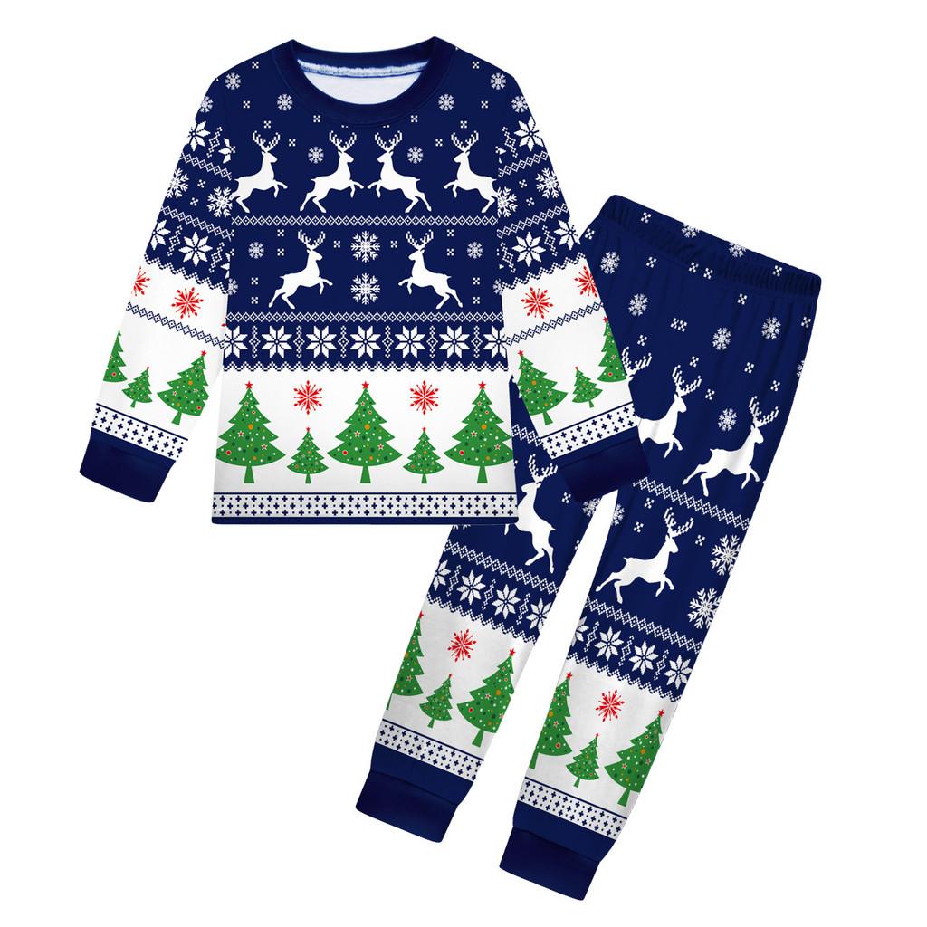 

Детский Мальчики Девочки Мультяшный Санта Клаус Рождественская Елка Лось Принт Футболка с Длинными Рукавами Топ Брюки Штаны Комплект Одежды 160cm