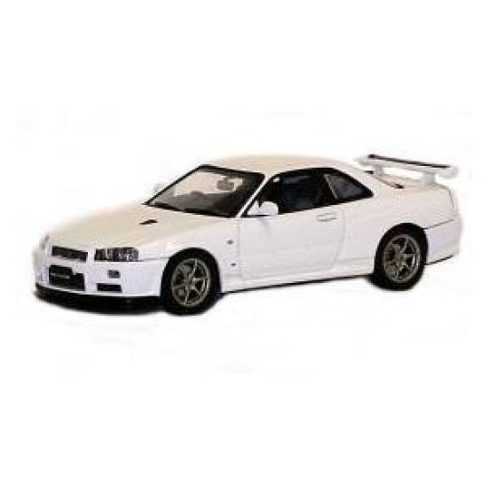 1999 Nissan Skyline GTR R34 V Spec II Diecast Car Model White Diecast Car by AUTOart 57333 1/43