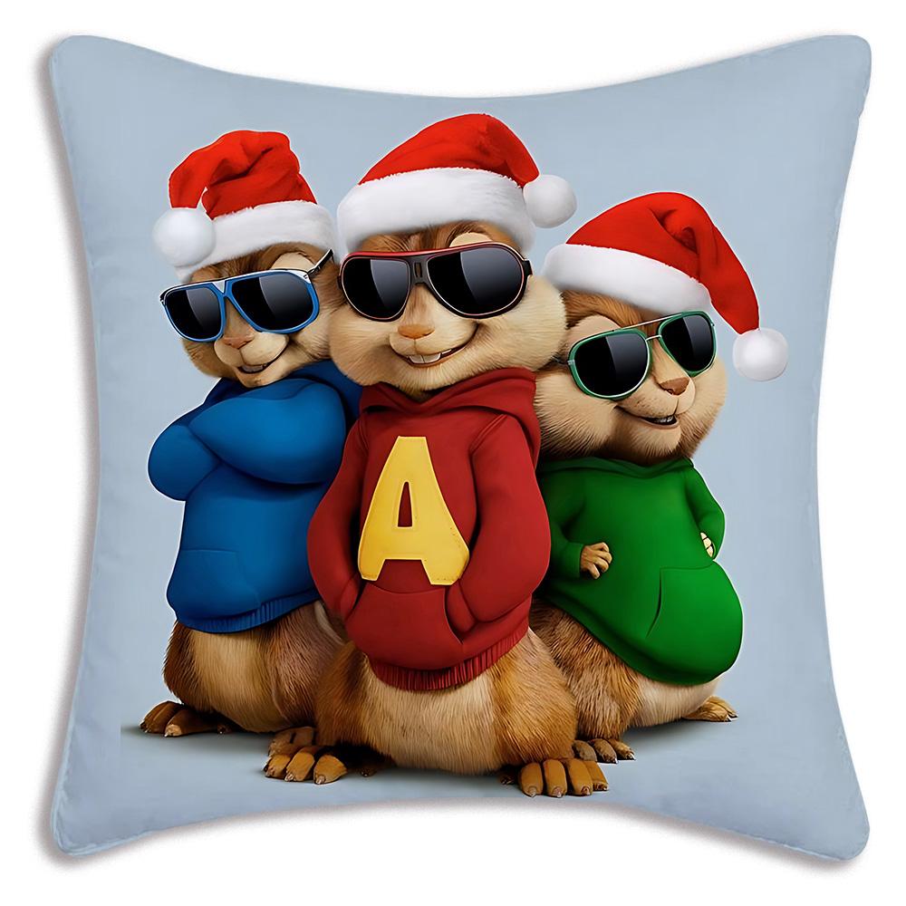 Anime Alvins and the Chipmunks Pillow Covers Cartoon Sofa Decorative Home Double-sided Printing Short Plush Cute Cushion Cover