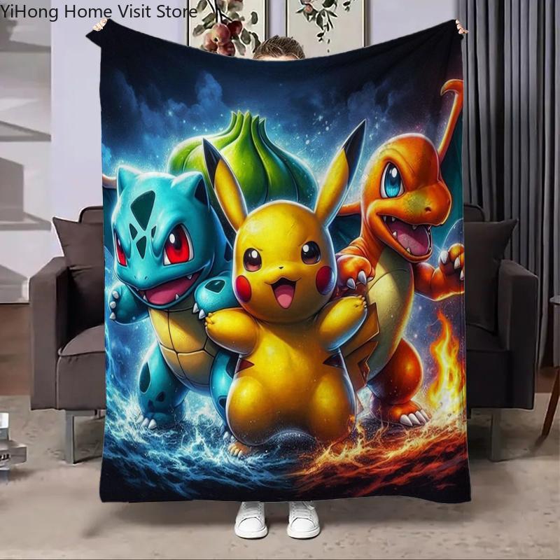 Charizard Pokemon Japan Cartoon Flannel Blanket Fluffy Children and Adults Sofa Plush Bedspread Throw Lunch Blanket for Sofa Bed