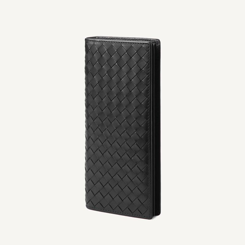 High-end luxury cow leather woven wallet generation men's large-capacity multi-card RFID two-fold wallet
