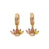 1 Pair Exquisite Colorful Geometric Leaves Zirconia Dangle Earrings for Women Golden Earring Jewelry Wedding Party Accessories