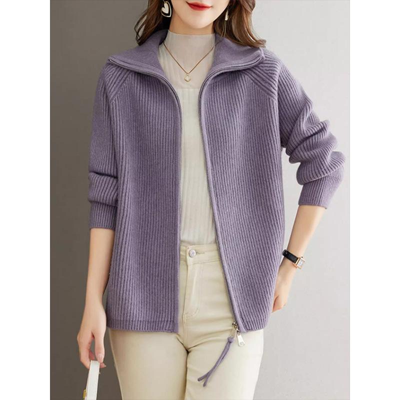 Knitted Jacket for Women In Autumn Early Spring Zippered Tops Fashionable Jacket