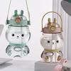 Charming Children Rabbit Double Drinking Cup Kindergarten Student Portable Strap Straw Cup Girls Plastic Water Cup