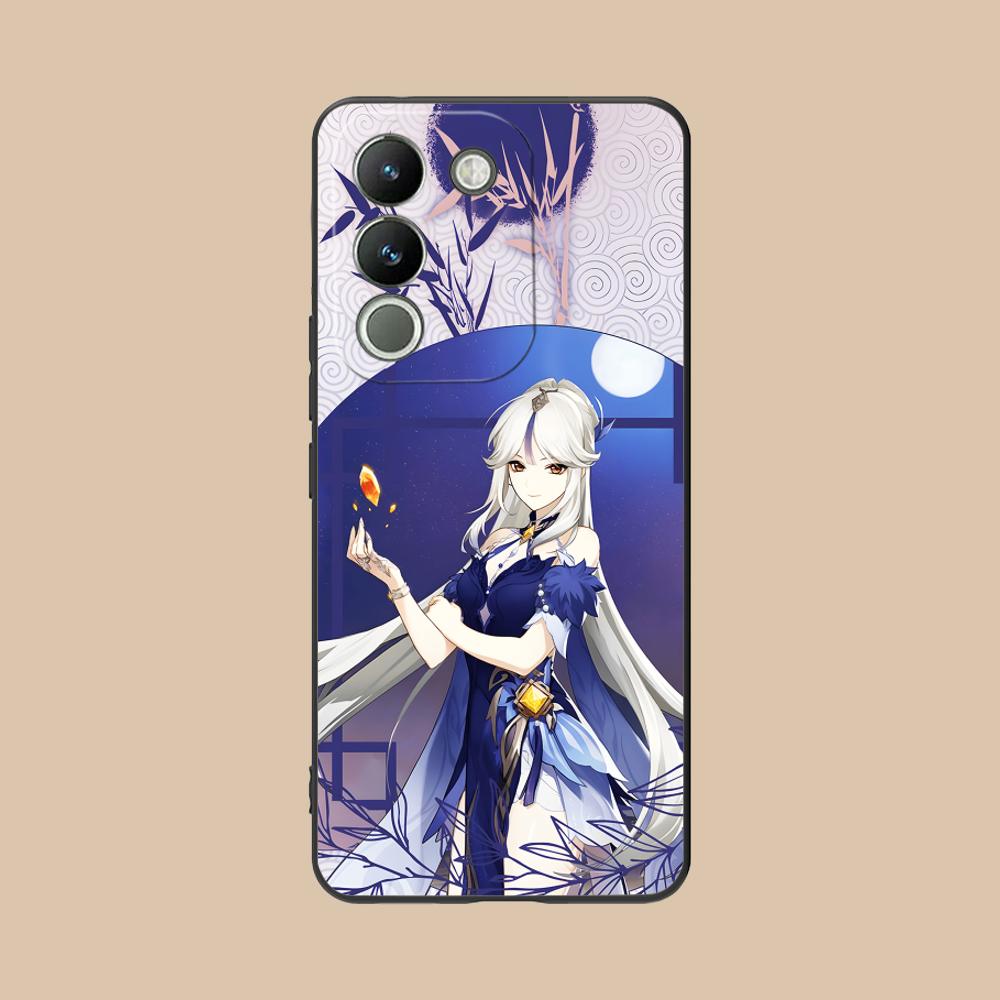 Game GI Ningguang Matte TPU Mobile Phone Case for VIVO Y77 76 75 74 73 72 58 56 55 51 50 38 36 Y19 Y18 Y03 Y01 5G Colorful Cover