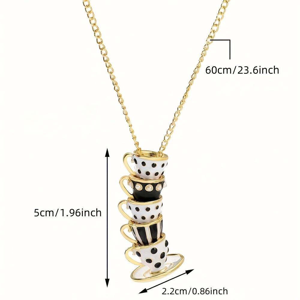 Retro Drip Glaze Enamel Teacup Pendant Long Necklace