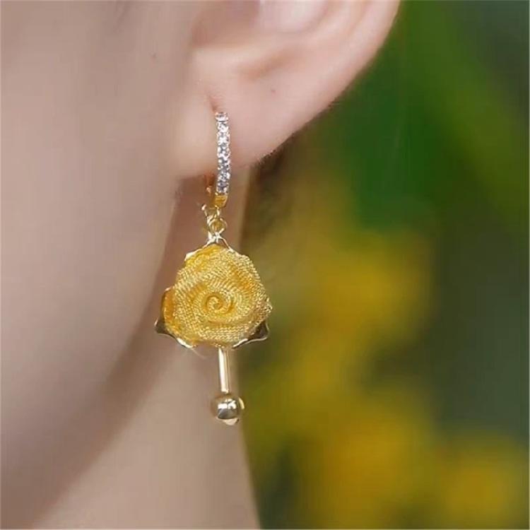 Delicate Fringed Floral Earrings Elegant Floral Dangle Earrings Accessories Versatile Fashion Jewelry Gift For Her