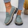 Large Size Small Leather Shoes Women's Spring and Autumn New Fashion Versatile Color Matching Casual Thick Heel Platform Single Shoes