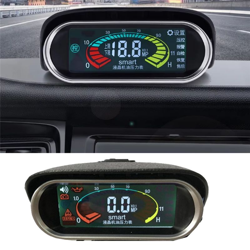 Prominent LCD 12V-24V Excavator Truck Car Engine Oil Pressure Gauge 1/8NPT Oil Pressure Sensor Digital Fuel Pressure Meter