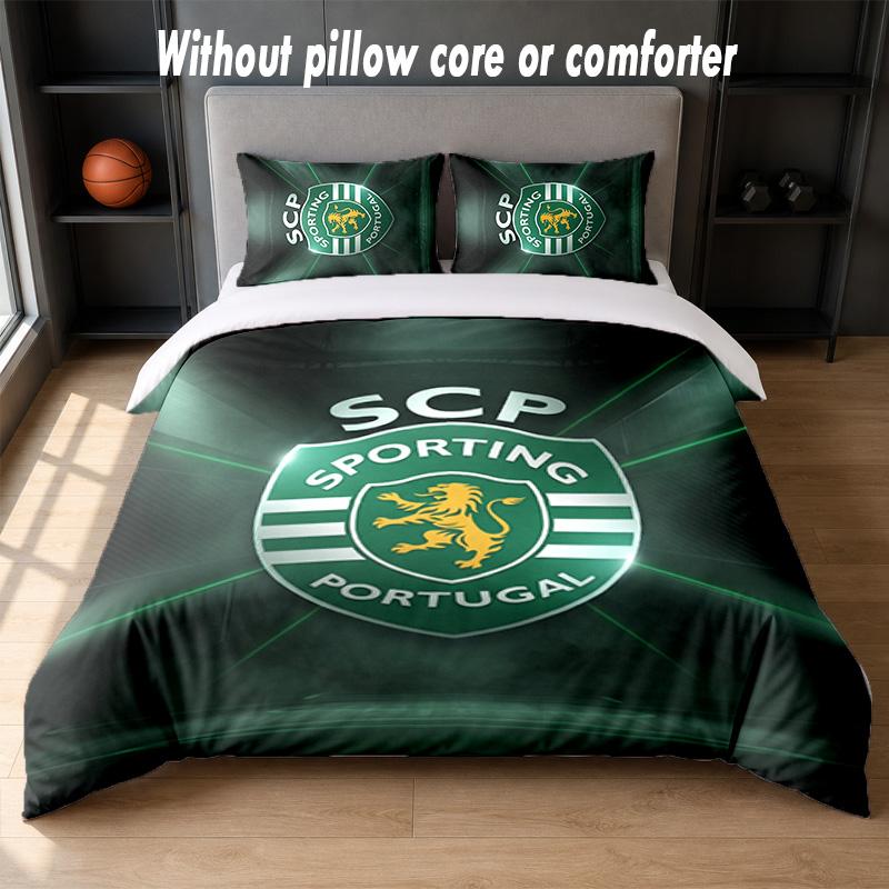 Sporting CP FC Design Bed Bedding Set 1 Duvet Cover + 2 Pillowcases Soft Breathable Household Bed Linens