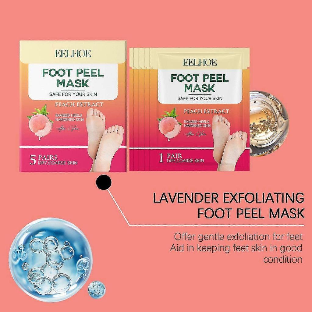 EELHOE Peach Foot Mask: Plant Extracts, Hydrating and Softening, Improves Dryness, Daily Foot Care.