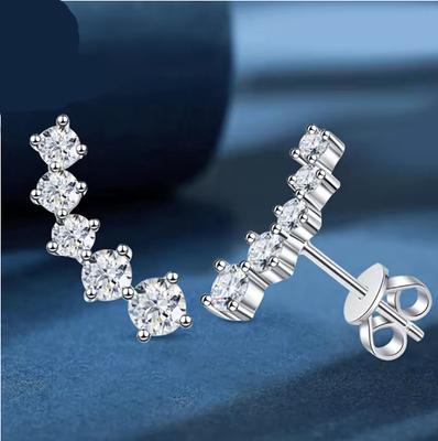 Echte D-Farbe Moissanit Diamant Ohrstecker 925 Silber Funkelnde Lächeln Ohrstecker für Damen Schmuck Geschenk Ohrringe
