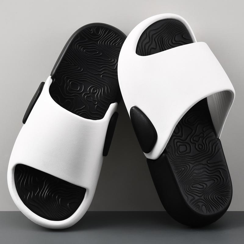 

Summer new men and women couples one-word drag thick-soled outer wear fashionable two-color outdoor beach cool slippers 40-41