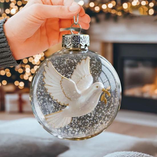 Snow Sphere Hanging Ornament Christmas Snow Scene Angel Ornament Clear Xmas Ball Decoration for Christmas Tree Home Winter Holiday Party