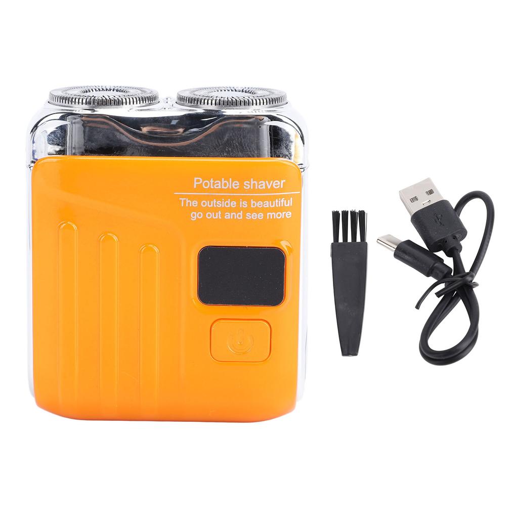 Mini Rotary Beard Trimmer with Power Display Washable Magnetic USB Rechargeable Compact Electric