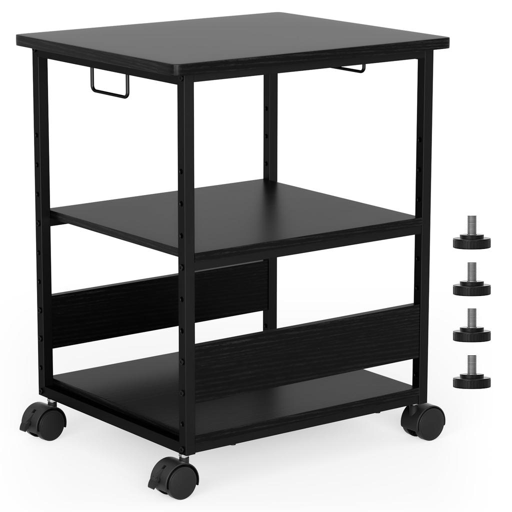 MIYOKI Printer Stand Printer Rack with Casters Width 60 Depth 50cm Height 70cm Total Load Capacity 90kg Compatible with A3 A4 Copy Machine Stand Side
