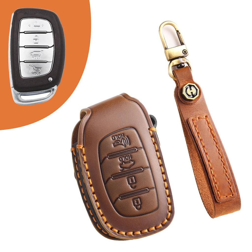 Skórzany pokrowiec na kluczyk dla modeli Beijing Hyundai: ix35, Lingdong, Langdong, Yuena, Mingtu, ix25, Tucson, Reina