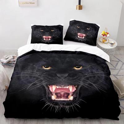 Leopard Duvet Cover King Queen Size Black Panther Bedding Set for Teens Boys Men Cheetah Quilt Cover Wild Animal Comforter Cover