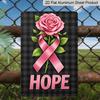 2D Flat, 1pc Breast Cancer Aluminum Sign, HOPE Pink Rose Pink Ribbon Decorative Sign & Plaque, Breast Cancer Awareness Month Decor, Community Women