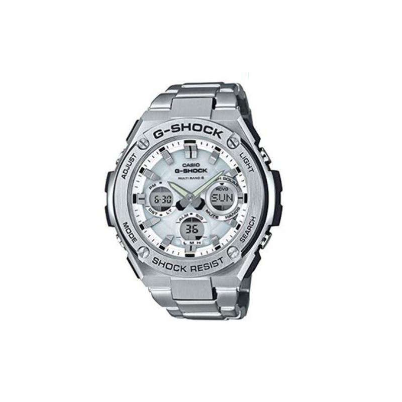 

Casio G-STEEL series-W disc dual display 200 meters waterproof quartz movement stainless steel strap Japanese and Korean watch men s GST-W110D-7A серебряный