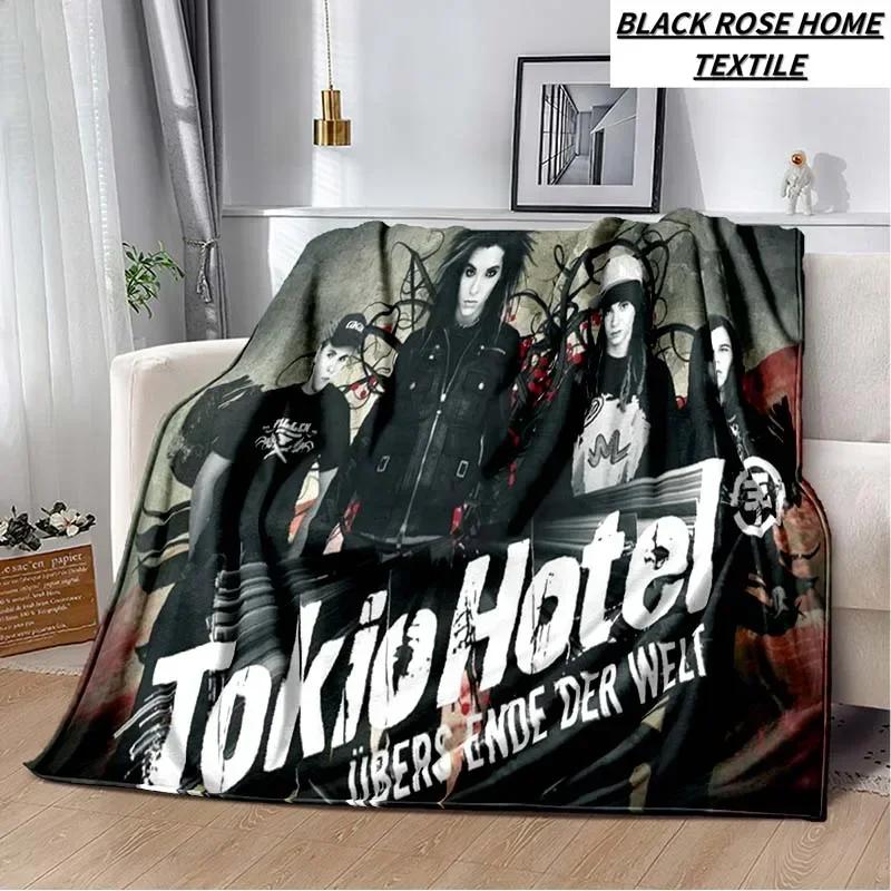 Coperta Artistica di Moda Tokio Hotel Rock Band Lenzuolo di Lusso per Camera da Letto Coperta Calda per Viaggi all'Aperto Campeggio Picnic Pausa Pranzo