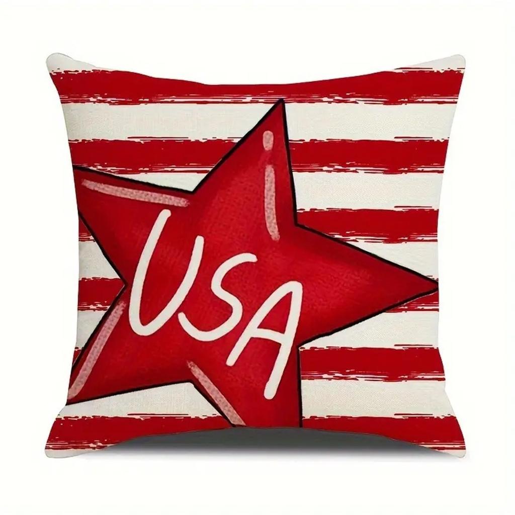 Independence Day Series Pillow Cover Linen American Style Square Pillow Cover Holiday Atmosphere Decoration