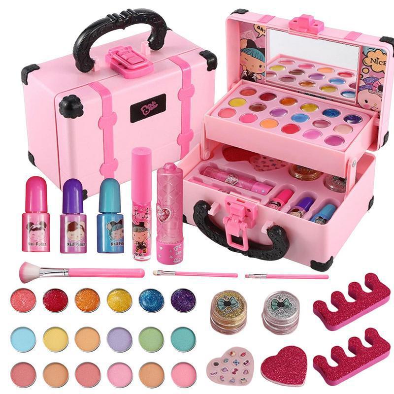 Children Makeup Cosmetics Pretend Playing Box Princess Make Up Girl Toy Play Set Lipstick Eye Shadow Safety Nontoxic Kit Toy Kid