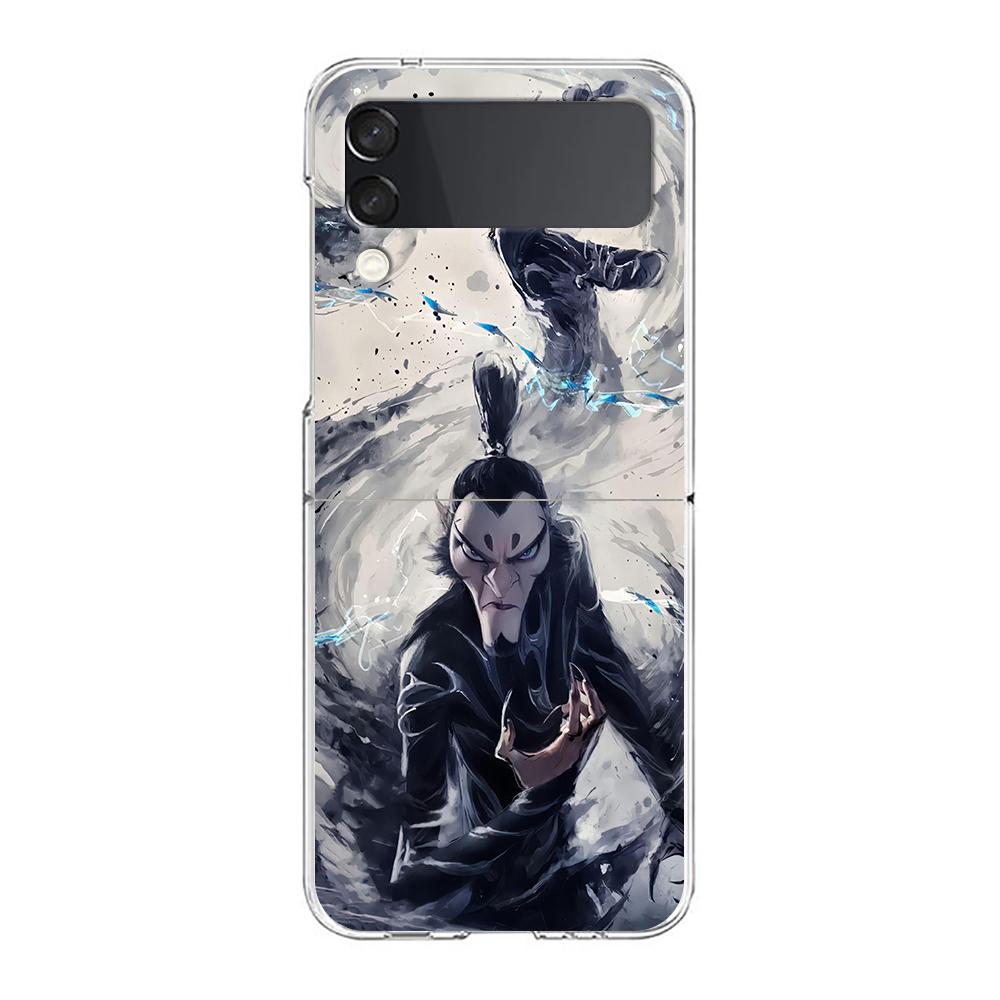 Phone Cover For Samsung Galaxy Z Flip 6 5 4 Case Transparent For Samsung Z Flip 3 Hard PC Foldable Shell Cartoon Nezha Capas Bag