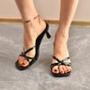 Fashion Women Sandals 2025 New Leather Sandals Big Size Sexy High Heels Slippers Women Open Toe Summer Shoes Female Zapatos De Mujer