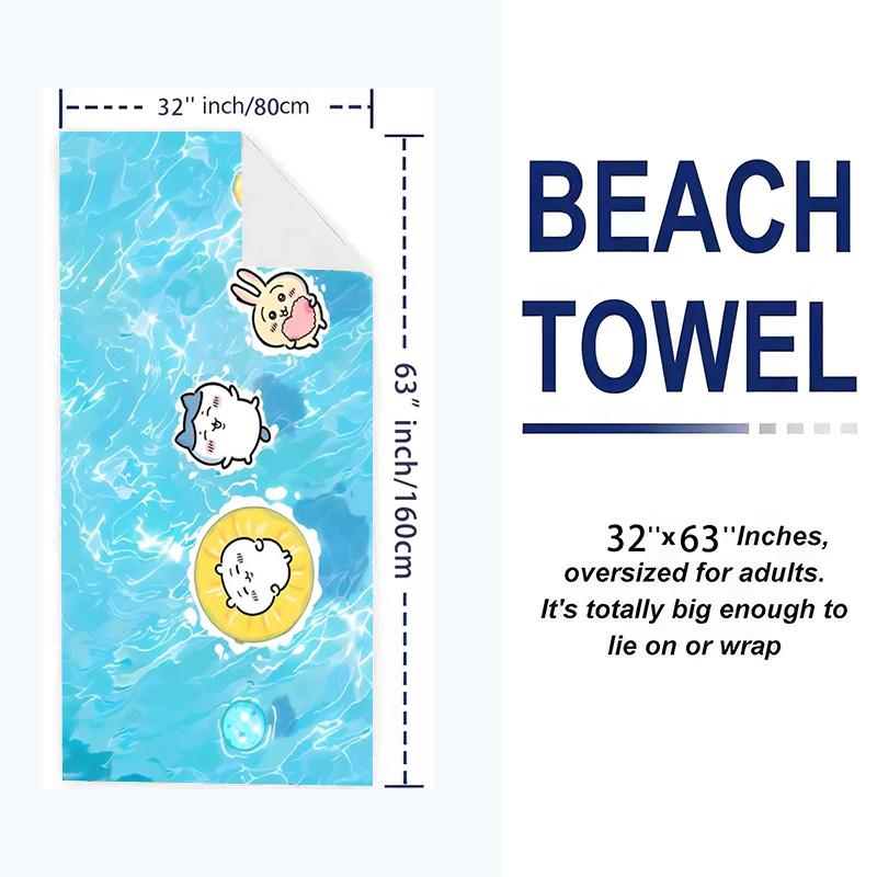 CHIIKWAWA Print Beach Towel, Large Soft Quick Dry Towel for Beach Camping Swimming